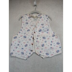 Vintage Vivaldi Jeanswear Floral Vest Womens Medium 80s 90s Cottagecore USA